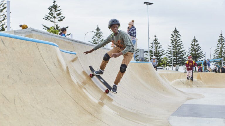 Youth Woola Boola - an event for Bunbury youths. Skateboarder pictured in skate bowl at Koolambidi Woola.