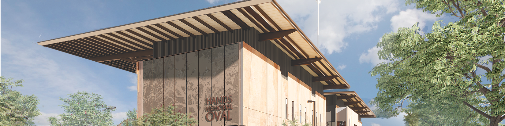 Design render Hands Memorial Oval redevelopment aspect ratio 4 1