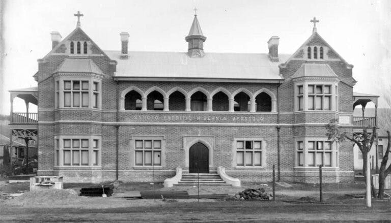 black and white photograph of historic building